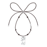 Paradise / Greeting Bear Leather Chain Necklace