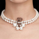 Paradise / Pearl Limbs Bear Double Layer Necklace