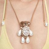 Paradise / Pearl Limbs Bear Leather Chain Necklace
