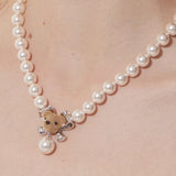 Paradise / Bear Head Bow Pearl Necklace