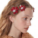 Paradise / Flocked Bear Gemstone Flower Hair Clip
