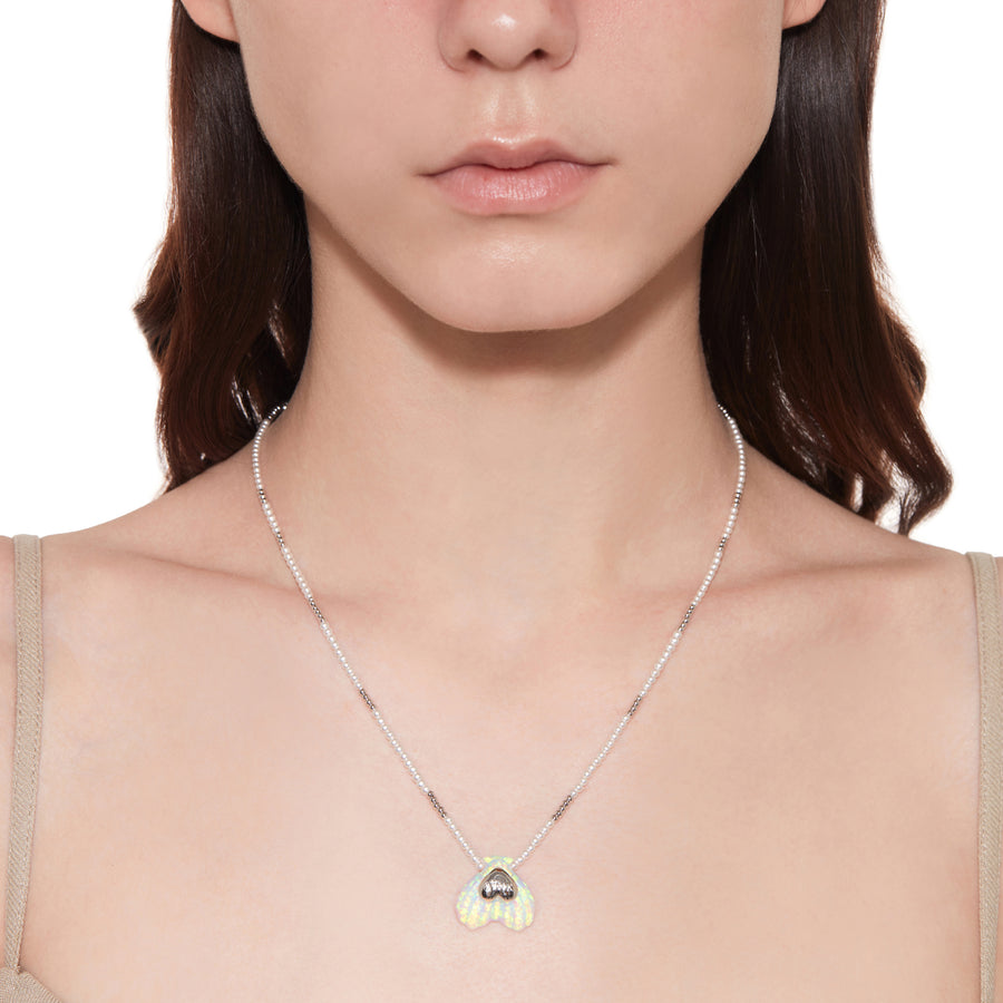 Tasty / Heart Shape Shell Pendant Pearl Necklace