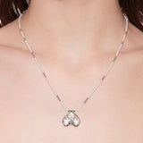 Tasty / Heart Shape Metal Pendant Pearl Necklace