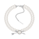 YVMIN X SHUSHUTONG / Double Arrow Pave Pearl Layers Necklace