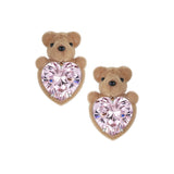 Paradise / Flocked Bear Head Heart Earring