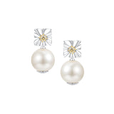 Ripple / Square Flower Pearl Earring