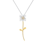 Ripple / Square Flower Branch Pendant Necklace