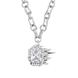 Ripple / Liquefied square zircon with texture chain Necklace