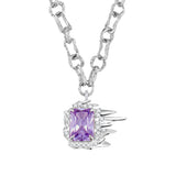 Ripple / Liquefied square zircon with texture chain Necklace