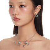 Tasty / Heart Shape Opal Turquoise Twins Fairy Earring