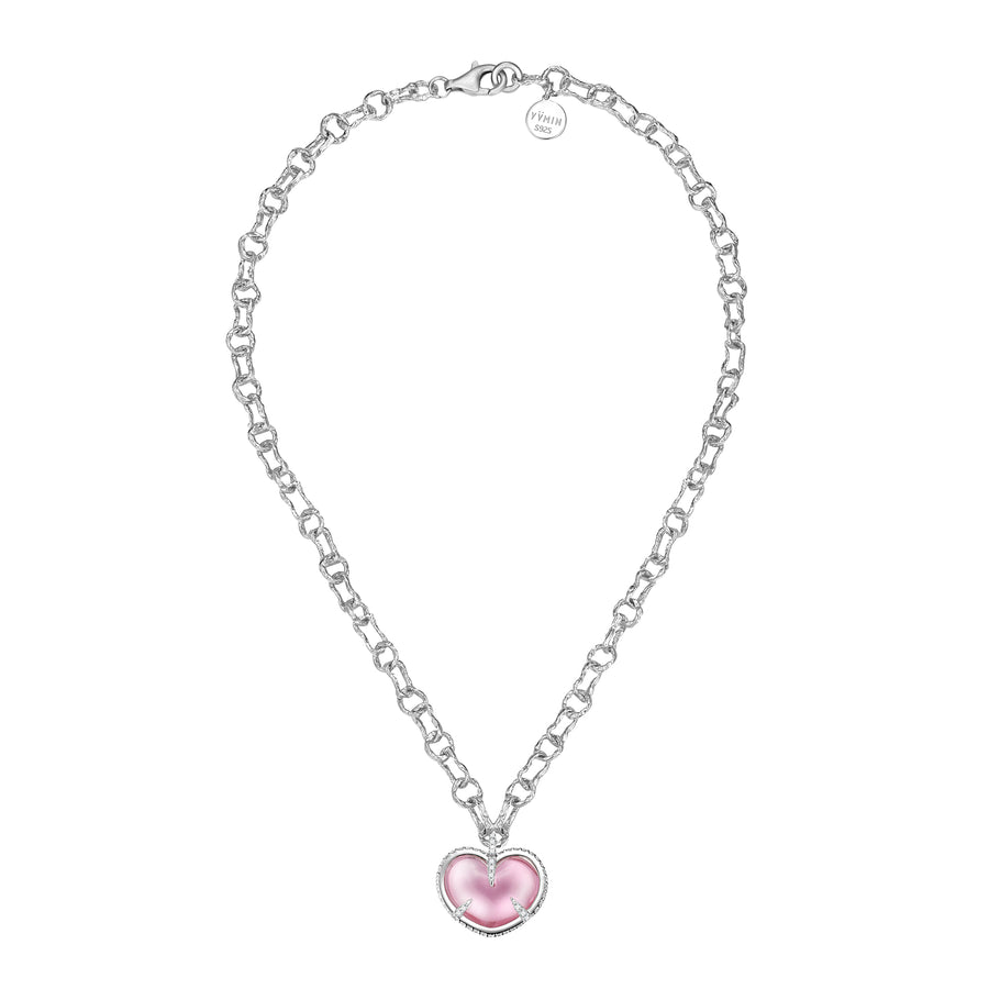 ElectricGirl / Crystal heart with texture chain Necklace