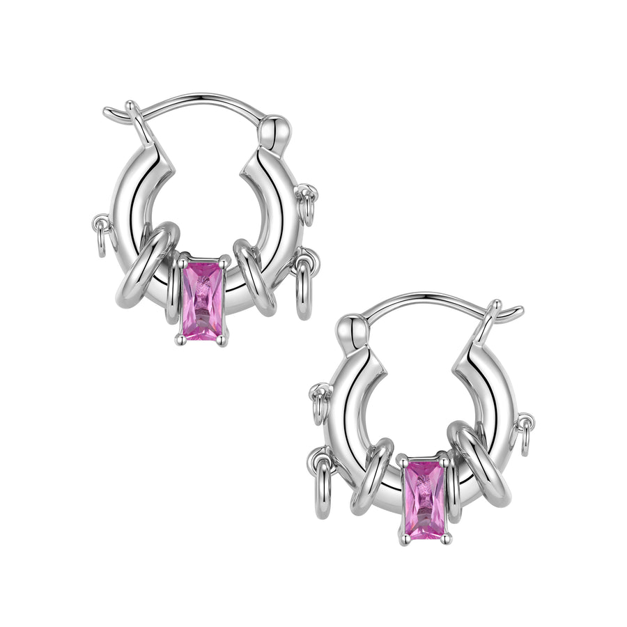 ElectricGirl / Double square zircons Earring