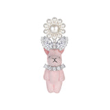 Paradise / Pearl Flower Plush Rabbit Earring