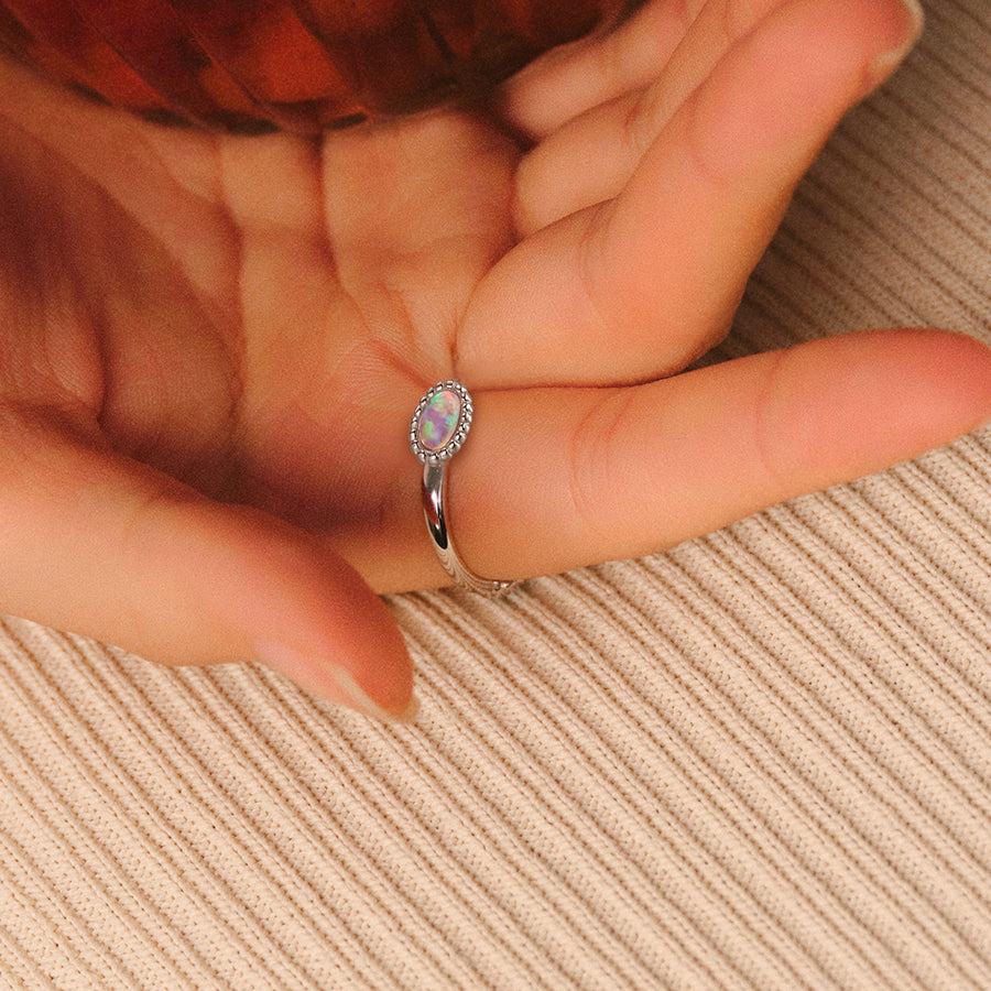 Tasty / Heart Shape Gemstone Opal Double-Side Ring