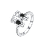Paradise / Bear Holding Hands Inlaid Stone Ring