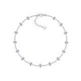 Ripple / Curved Silver Tube Gem Bead Short Necklace(Bracelet)