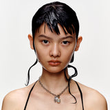 Ripple/Detachable bicolor square zircon necklace