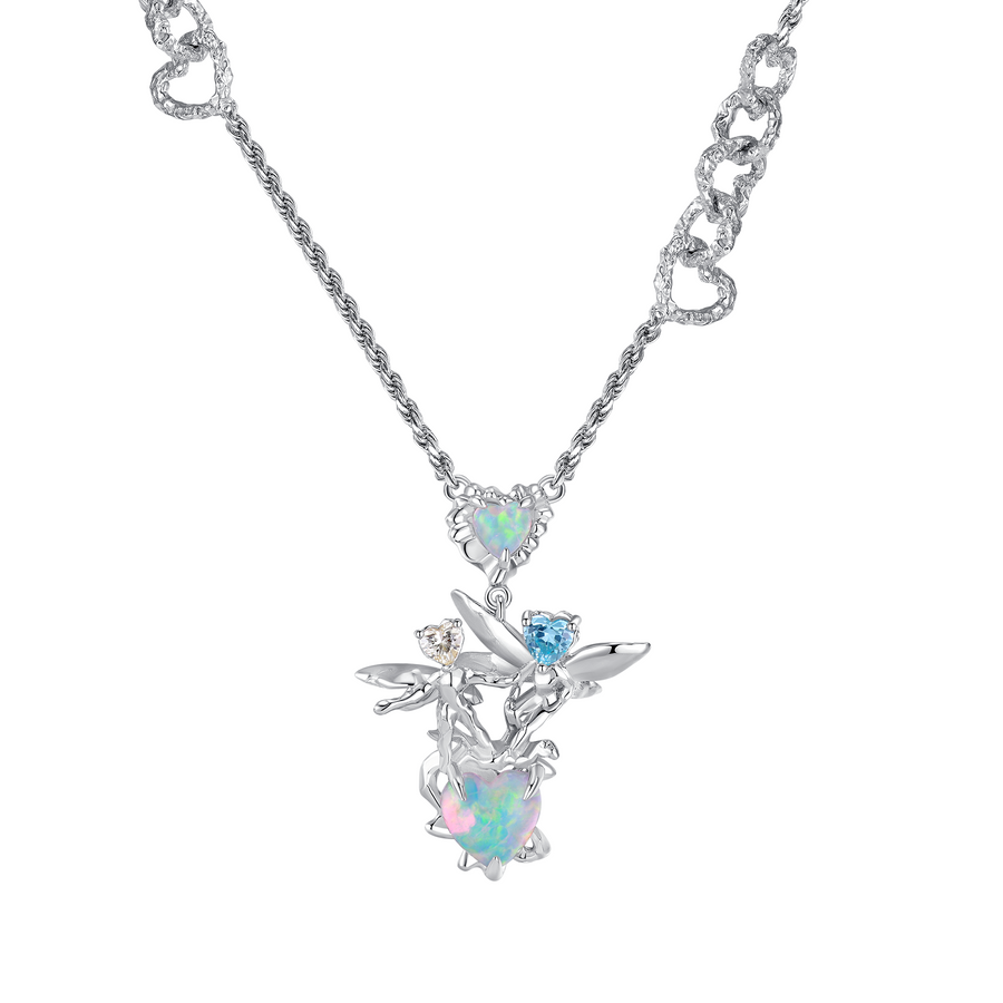 Tasty / Opal Melting Heart Fairy Necklace
