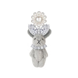 Paradise / Pearl Flower Plush Rabbit Earring
