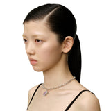 Ripple / Liquefied square zircon with texture chain Necklace