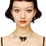 YVMIN X SHUSHUTONG / Square Gemstone Braided Bow Earring