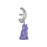 女生图Cat toy / 紫色立体猫咪宝石密镶耳环