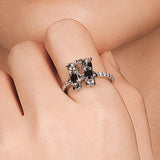 Paradise / Bear Holding Hands Inlaid Stone Ring