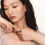Paradise / Bear Holding Hands Inlaid Stone Ring