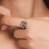 Paradise / Bear Holding Hands Inlaid Stone Ring