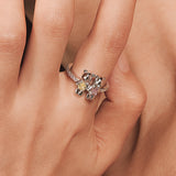 Paradise / Bear Holding Hands Inlaid Stone Ring