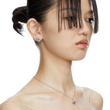 Ripple / Rhombic zircon earrings