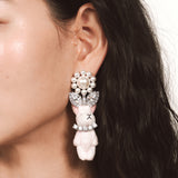 Paradise / Pearl Flower Plush Rabbit Earring
