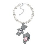 Paradise / Gemstone Bear Rabbit Holding Hands Pearl Necklace