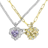 Ripple / Heart-shaped double gem stitching Necklace