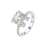 Paradise / Bear Holding Hands Inlaid Stone Ring