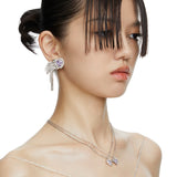 Ripple / Heart-shaped double gem stitching Necklace