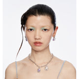 Ripple / Liquefied mauve jade Earrings