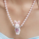 Paradise / Pearl Chain Rabbit Necklace