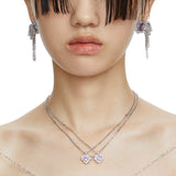 Ripple / Heart-shaped double gem stitching Necklace