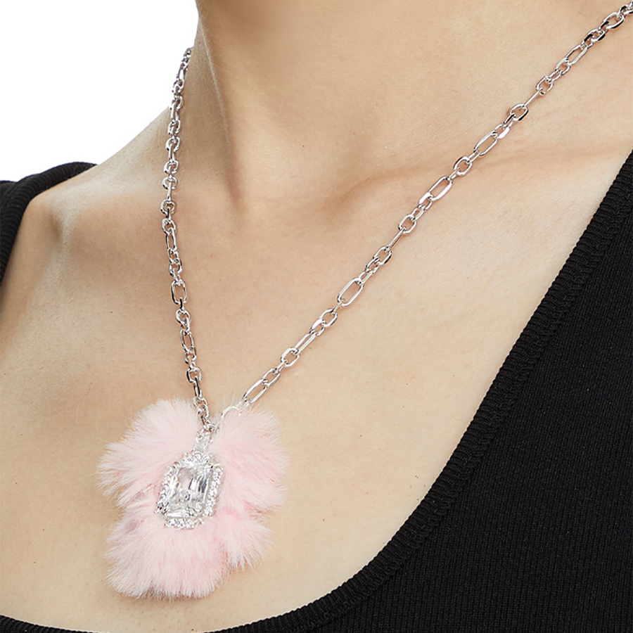 Cat toy / Fluffy Square Gem Necklace