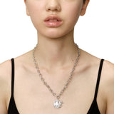 Ripple / Liquefied square zircon with texture chain Necklace
