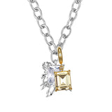 Ripple/Detachable bicolor square zircon necklace