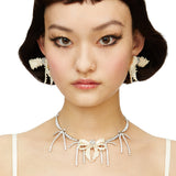 YVMIN X SHUSHUTONG / Square Gemstone Braided Bow Earring