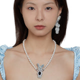 Paradise / Pearl Chain Rabbit Necklace