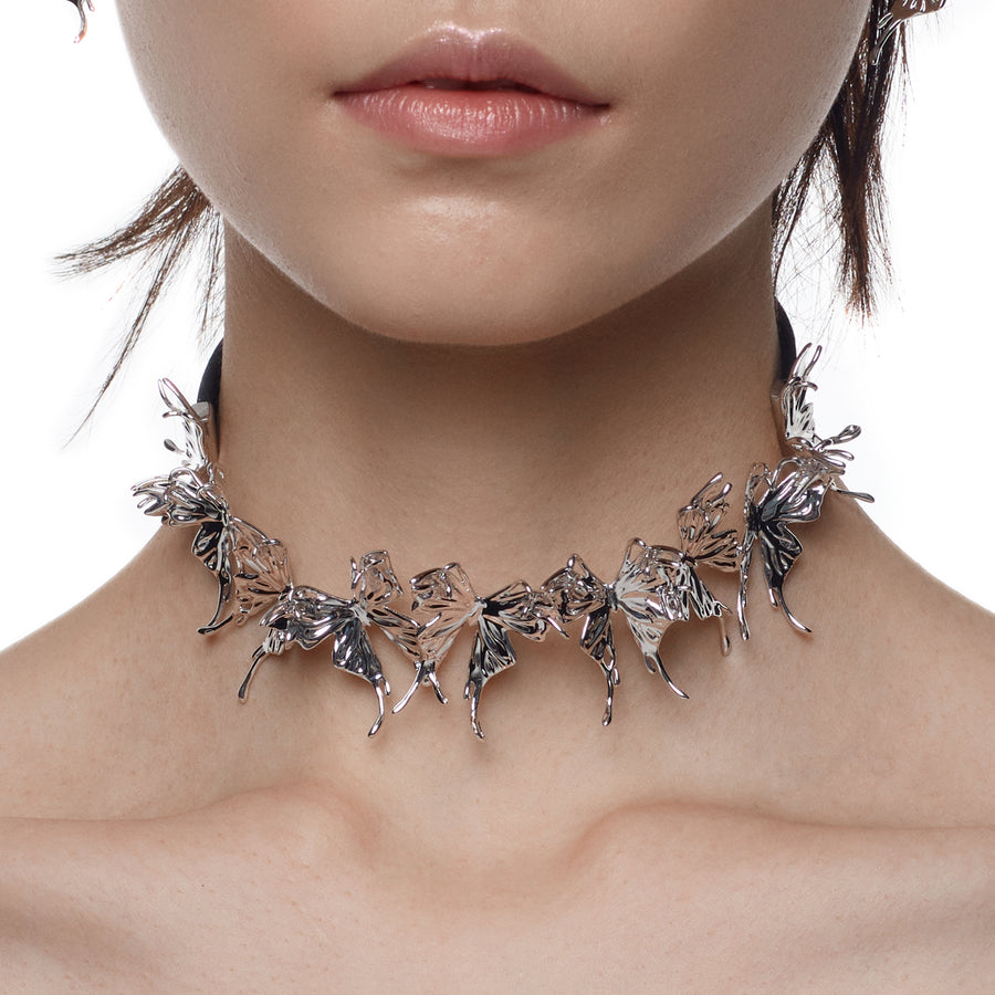 Ripple / Liquefied Butterfly Leather Choker