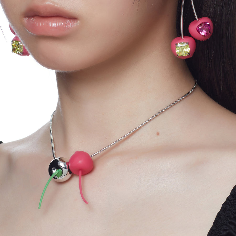ElectricGirl / Perforated Twins Cherries Necklace