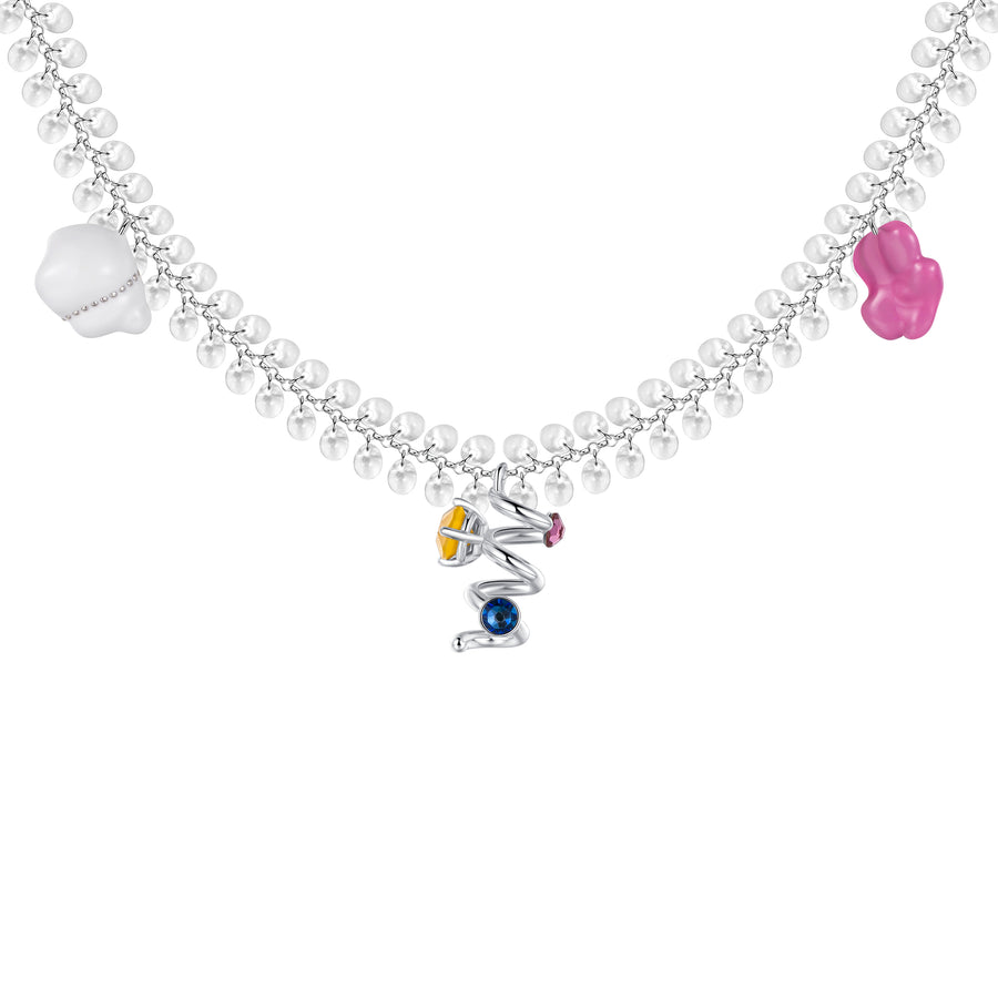 ElectricGirl / Colorful Bio Crystal Dewdrop Necklace