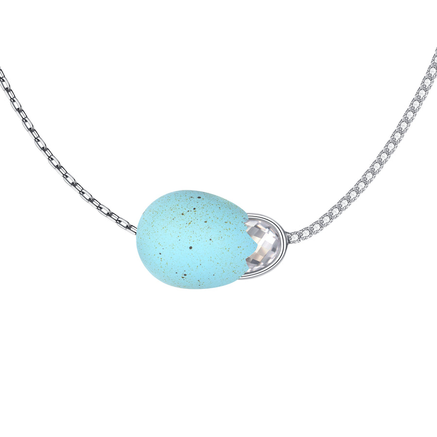 ElectricGirl / Newborn Bird Egg Gemstone Necklace