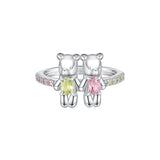 Paradise / Bear Holding Hands Inlaid Stone Ring