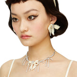 YVMIN X SHUSHUTONG / Square Gemstone Braided Bow Earring